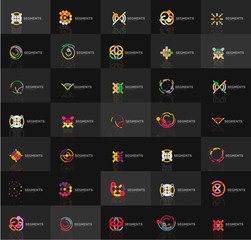 Set of vector linear logotypes, geometric abstract symbols, elegant icons