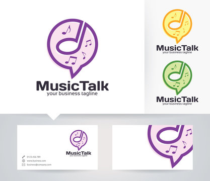Music Talk vector logo with alternative colors and business card template