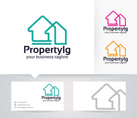 Property vector logo with alternative colors and business card template