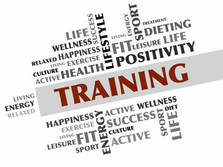 TRAINING word cloud, fitness, sport, health concept