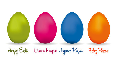 Cheerful Easter background with colorful decorated eggs