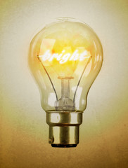 Lightbulb with the word bright