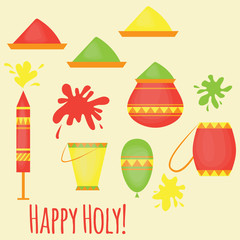 Indian Holi traditional festival of colours, design elements in indian style, hinduism colorful celebration