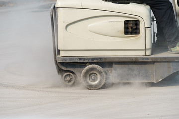 Close up shot of street sweeper cleaner
