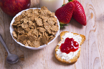 cereals and strawberry