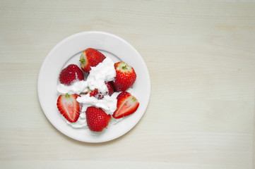 red strawberry with white cream