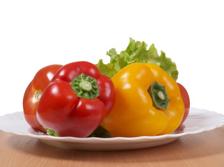 Tomatoes and peppers on a plate