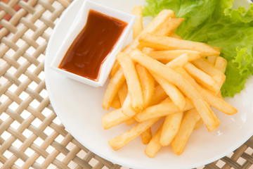 french fires with ketchup
