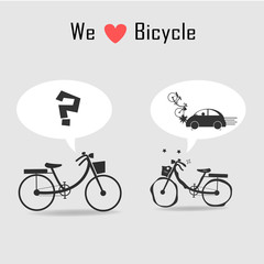 Bicycle icons with grey background