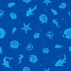 Naklejka premium Ocean life seamles pattern