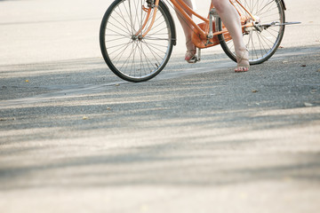 Ride a bike, color toned with copy space.