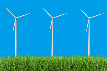 wind turbines in grass field
