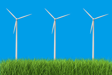 Fototapeta premium wind turbines in grass field