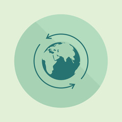 World icon. Earth isolated background. World vector illustration. Earth vector illustration. Earth arrows, lines. Concept network, Internet, global network. Geography.