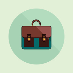 Briefcase icon. Portfolio isolated background. Briefcase flat design. Portfolio vector illustration. Symbol student, businessman. Concept holding, business, finance, job, career, commerce, meeting.