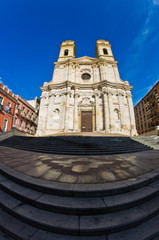 Entrance to Saint Anne church at Cagliari historical downtown, Sardinia, Italy