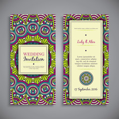 Wedding card or invitation. Vintage decorative elements.