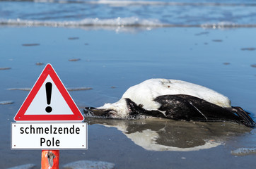 schmelzende Pole Warnschild