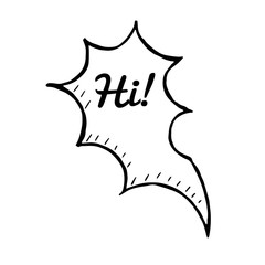 Obraz premium Vector speech bubble hi cartoon, doodle object