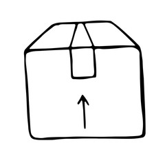 Vector box doodle, vector isolated illustration