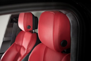 SUV headrests in red leather
