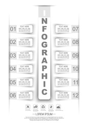 INFOGRAPHIC TIMELINE STIKER PAPER TEMPLATE TWELVE OPTIONS WHITE