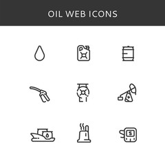 Set of vector icons oil. Oil industry vector icons. Web oil icons