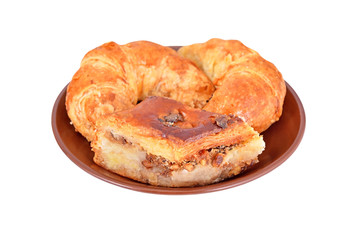 Cookie and crescent roll with nut