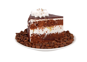 Chocolate cake on coffee seed