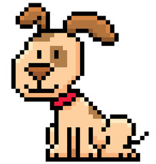 Vector illustration of cartoon Dog - Pixel design