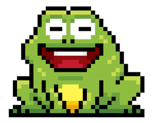 Obraz premium Vector illustration of cartoon Frog - Pixel design