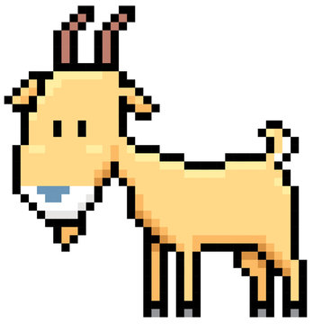 Vector illustration of cartoon Goat - Pixel design