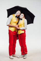  two funny mimes isolated on white background