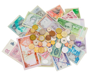 Money from various countries in circulation at different times