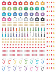 Medical Icon set Minimalistic Flat design,colors printable planner stickers,for planners ,journaling,school,office,scrapbook etc.Isolated.Graphic resources.Vector set elements.