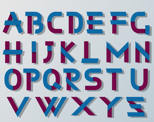 VECTOR ORIGAMI ALPHABET STYLE WITH SHADOWS BLUE AND VIOLET