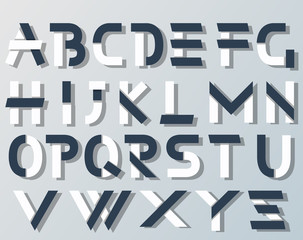 VECTOR ORIGAMI ALPHABET STYLE WITH SHADOWS BLUE AND WHITE