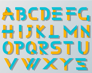 VECTOR ORIGAMI ALPHABET STYLE WITH SHADOWS BLUE AND YELLOW