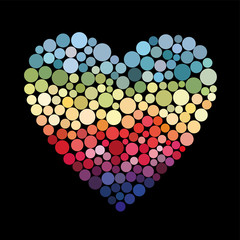 Modern heart background in rainbow colors. Vector illustration.