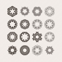 Set of ornate vector mandala borders and frames. Gothic lace tattoos. Celtic weave with sharp corners. 