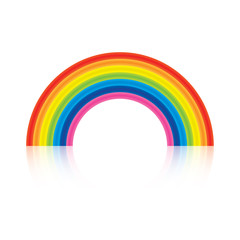 Rainbow icon. Colorful rainbow isolated on a white background, with reflection.