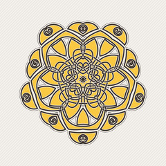Vector mandala. Gothic lace tattoo. Celtic weave with sharp corners. 