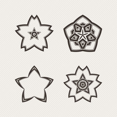 Set of ornate vector mandala symbols. Gothic lace tattoo. Celtic weave with sharp corners. 