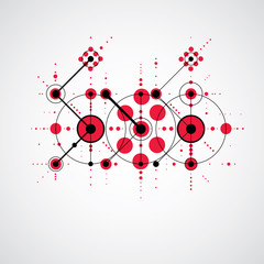 Modular Bauhaus red vector background, created from geometric shapes