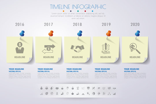 timeline infographics with icons set. vector. illustration.