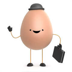 3d Cute toy egg works in the city