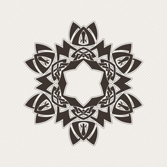 Vector mandala. Gothic lace tattoo. Celtic weave with sharp corners. 