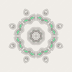 Vector mandala. Gothic lace tattoo. Celtic weave with sharp corners. 