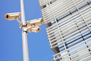 Surveillance cameras on the pole