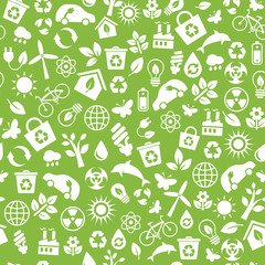 Seamless pattern with vector Eco Icons in flat style